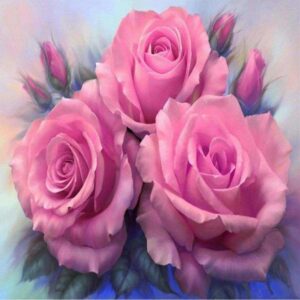 Roze rozen diamond painting