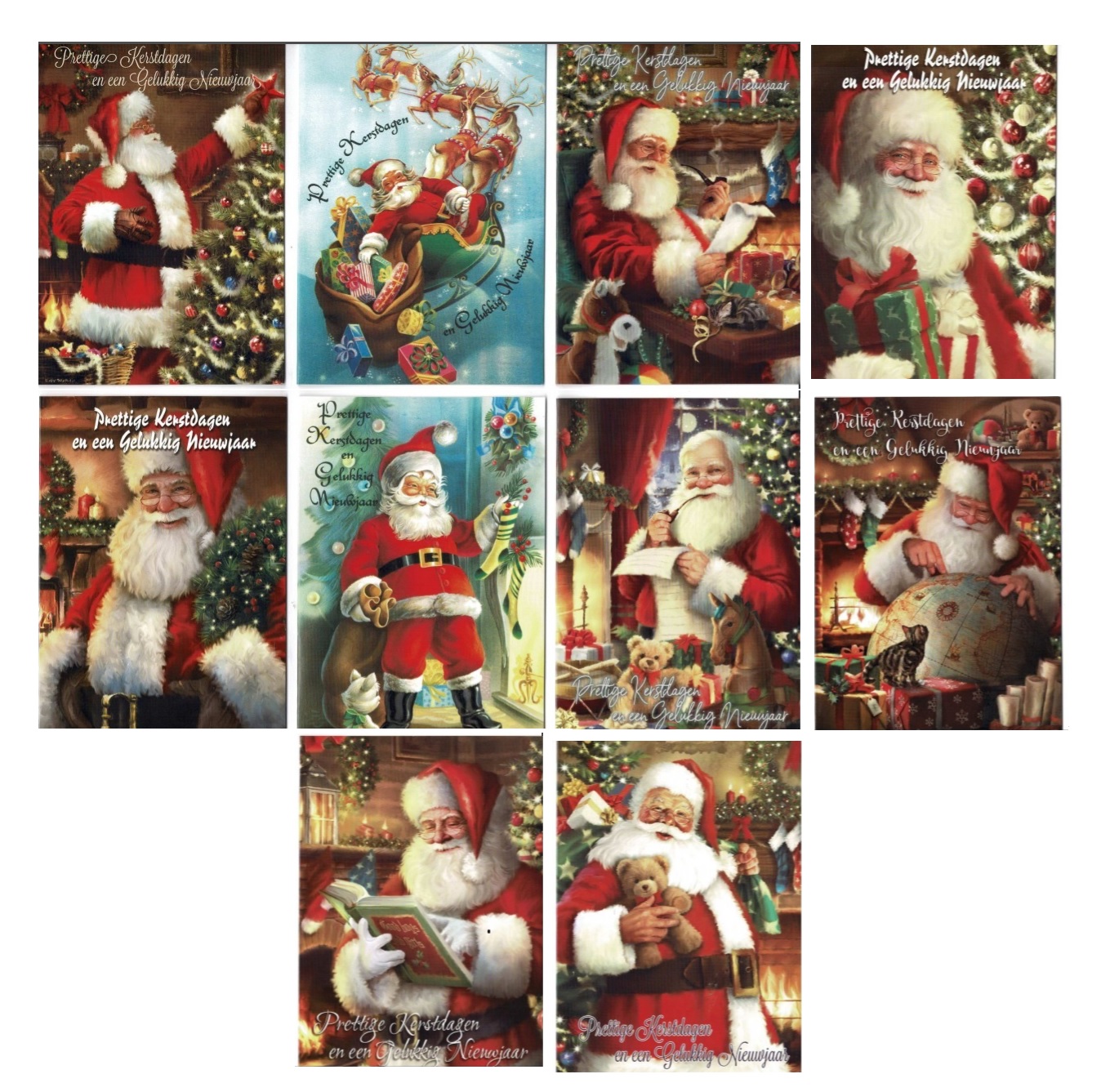 Santa kerst en nieuwjaarskaarten