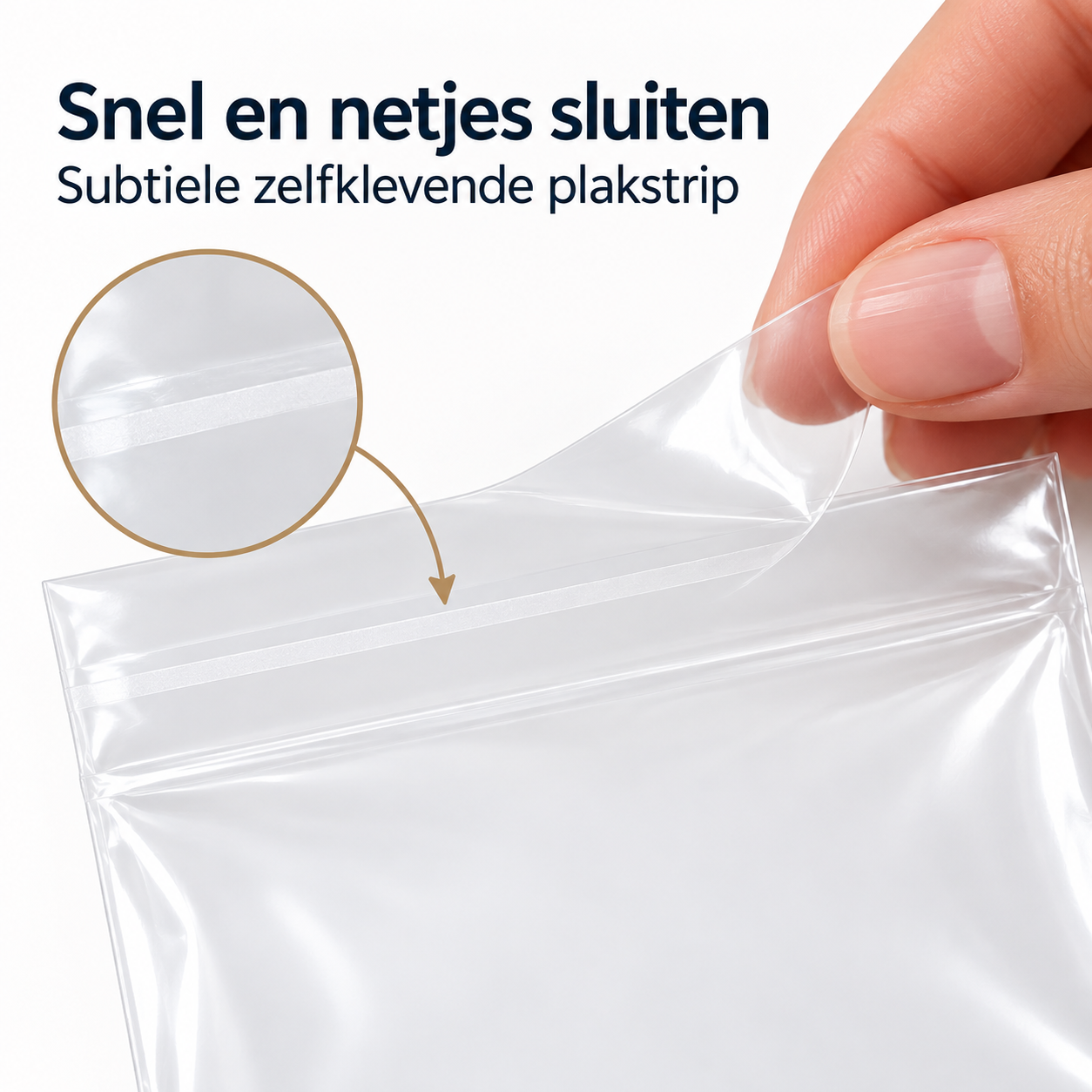 Transparante flap met subtiele plakstrip