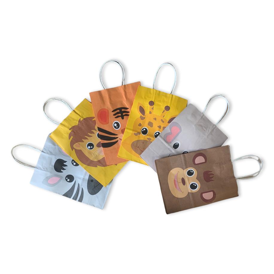 6 dieren tasjes A5 cadeautasjes dieren
