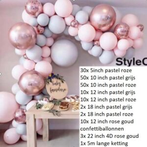 ballonnen set roze grijs