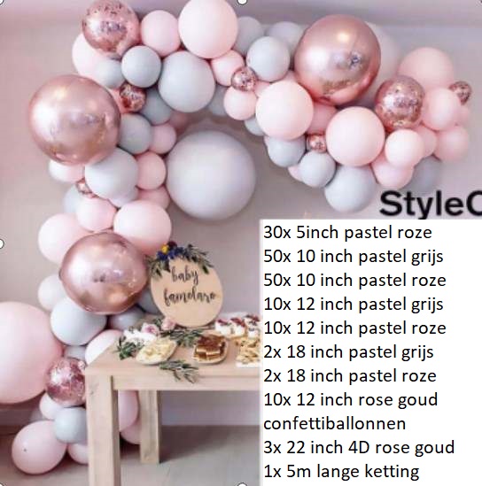 Set roze grijs ballonnen set roze grijs