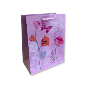 cadeautasje paars gebloemd