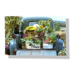 blanco wenskaart bloemen in auto