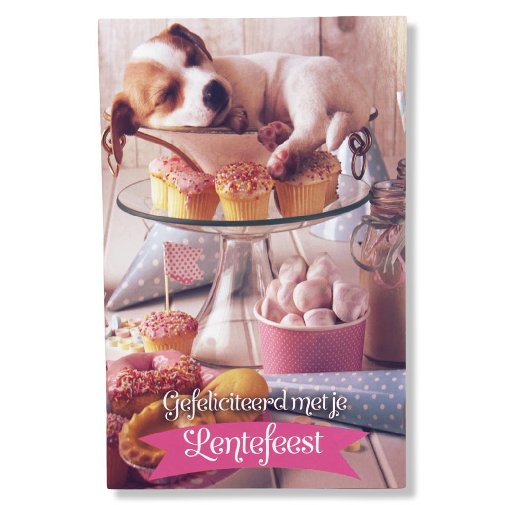 Lentefeest Wenskaart Puppie Roze Lentefeest Wenskaart Puppie Roze