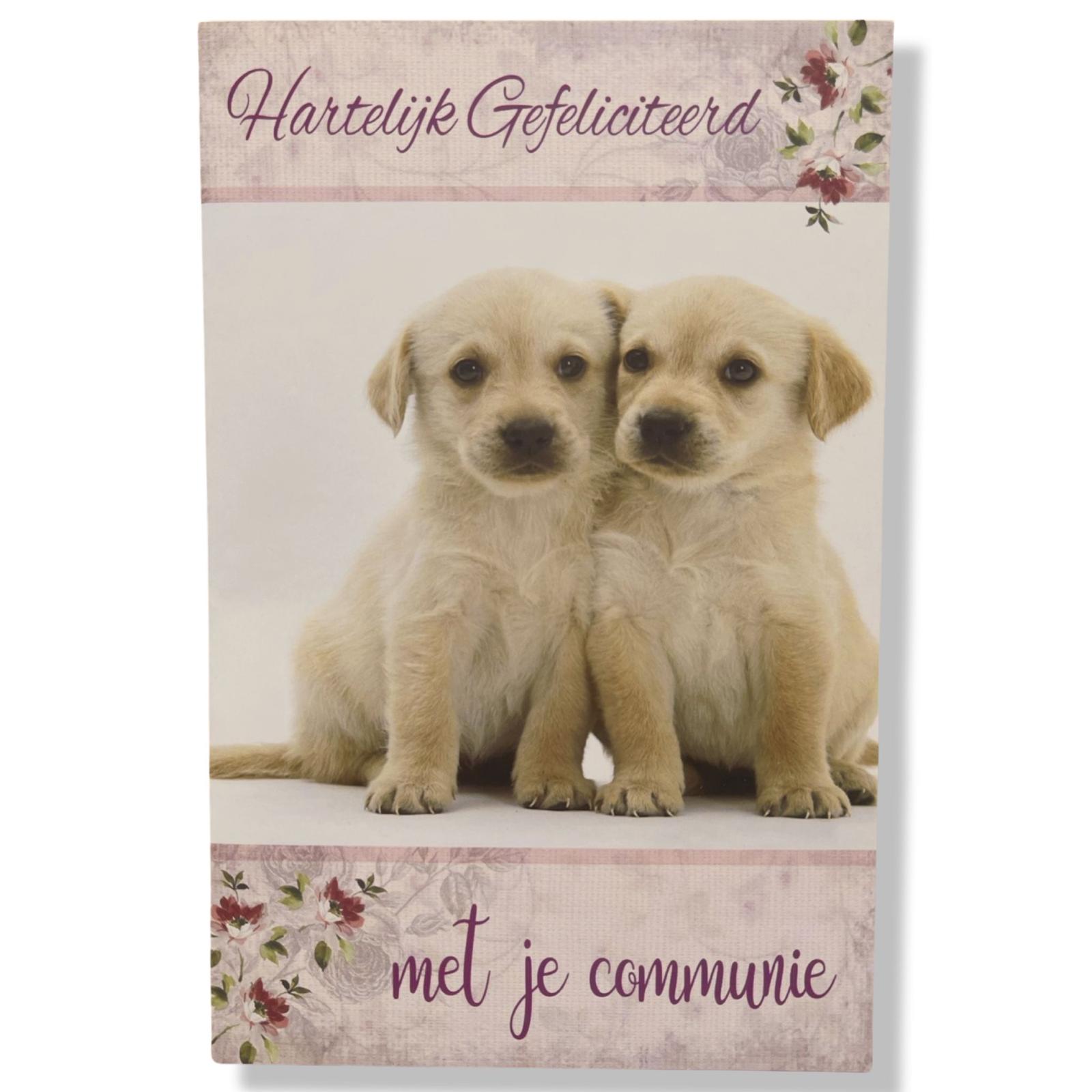 Communie Wenskaart Puppies Communie Wenskaart Puppies