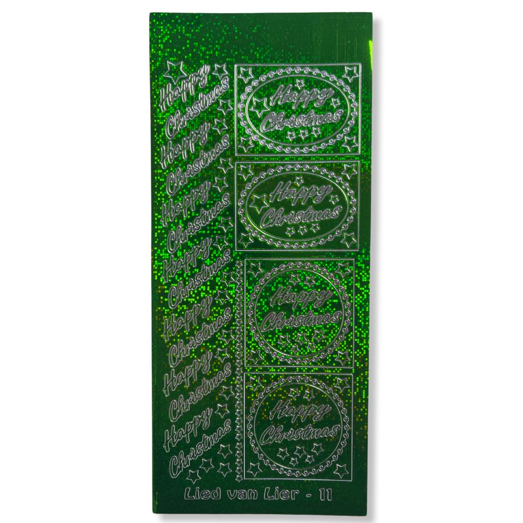 Peel-off Stickervel Groen Happy Chistmas Peel-off Stickervel Groen Happy Chistmas