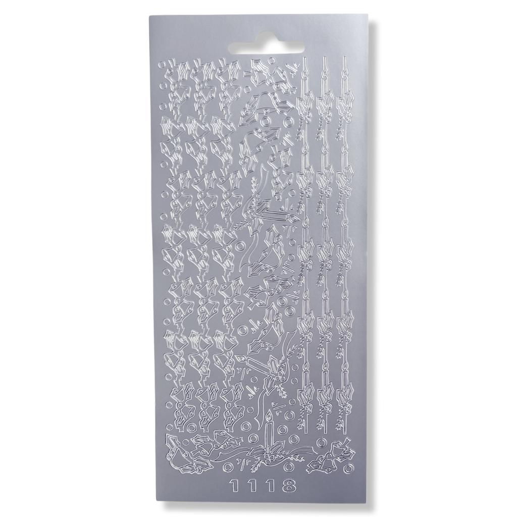 Peel-off Stickervel Zilver Kerst Randjes Peel-off Stickervel Zilver Kerst Randjes