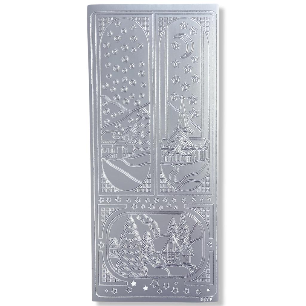 Peel-off Stickervel Zilver Kerstfiguren Peel-off Stickervel Zilver Kerstfiguren