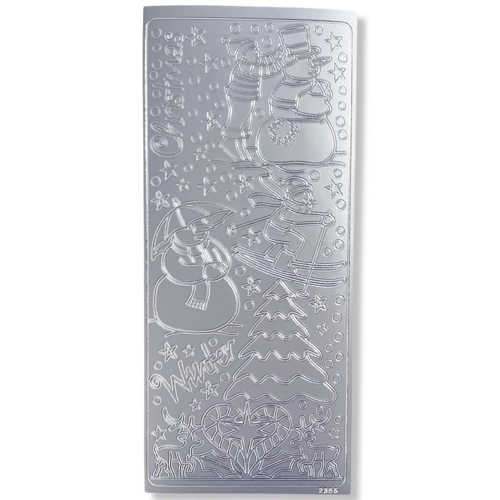 Peel-off Stickervel Zilver Kerstfiguren Peel-off Stickervel Zilver Kerstfiguren