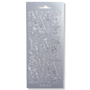 Peel-off Stickervel Zilver Kerstfiguren
