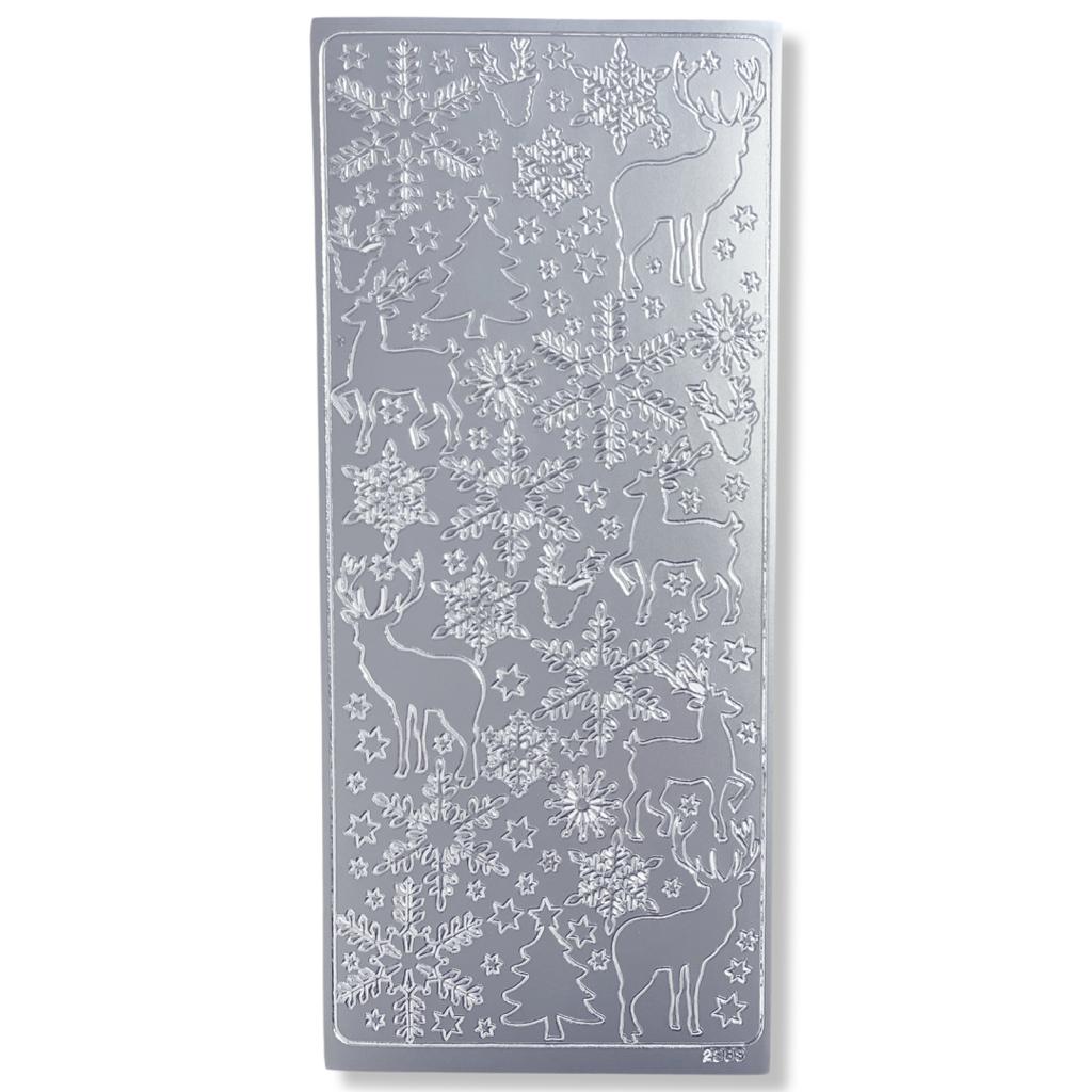 Peel-off Stickervel Zilver Kerstfiguren Peel-off Stickervel Zilver Kerstfiguren
