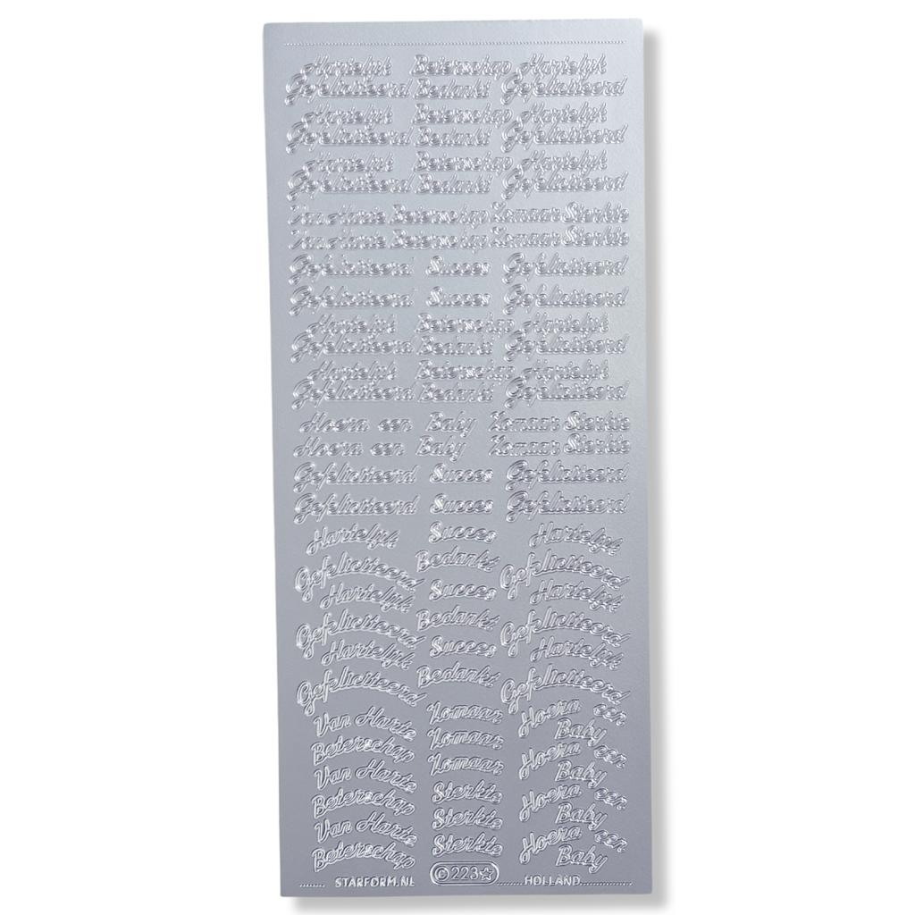 Peel-off Stickervel Zilver Diverse Teksten Peel-off Stickervel Zilver Diverse Teksten