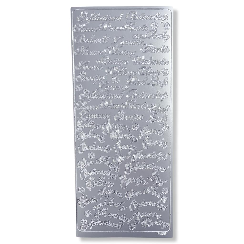 Peel-off Stickervel Zilver Diverse Teksten Peel-off Stickervel Zilver Diverse Teksten
