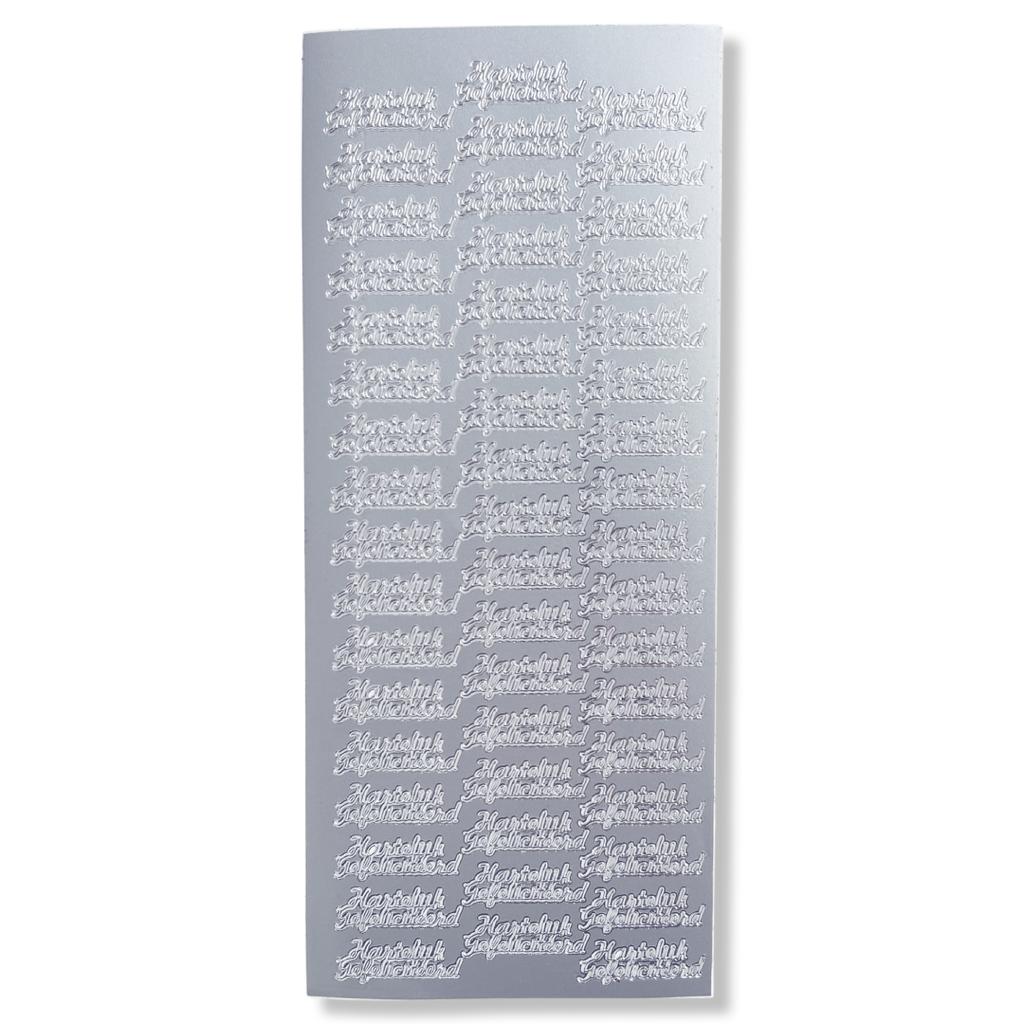 Peel-off Stickervel Zilver Hartelijk Gefeliciteerd Peel-off Stickervel Zilver Hartelijk Gefeliciteerd
