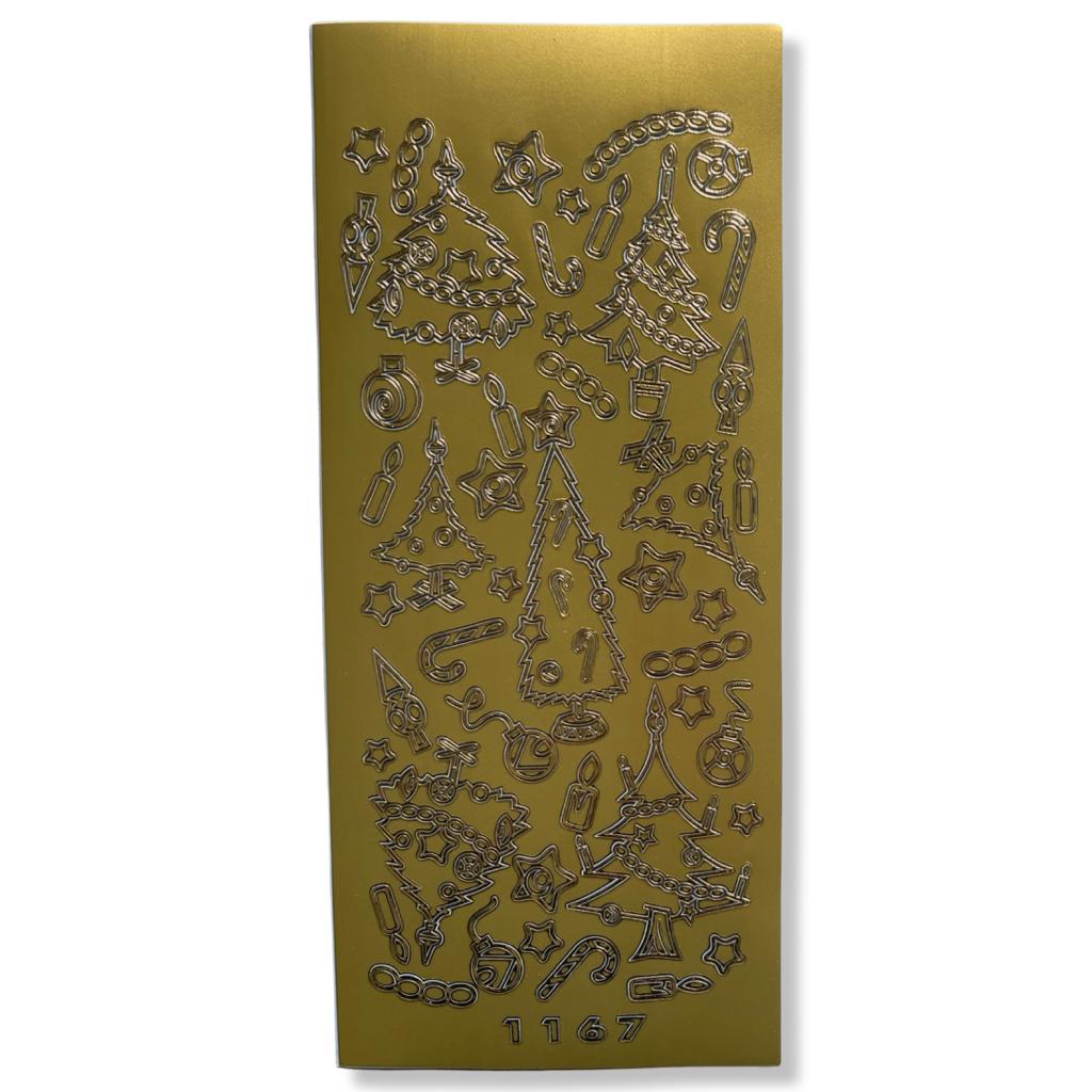Peel-off stickervel Goud Kerstfiguren Peel-off stickervel Goud Kerstfiguren