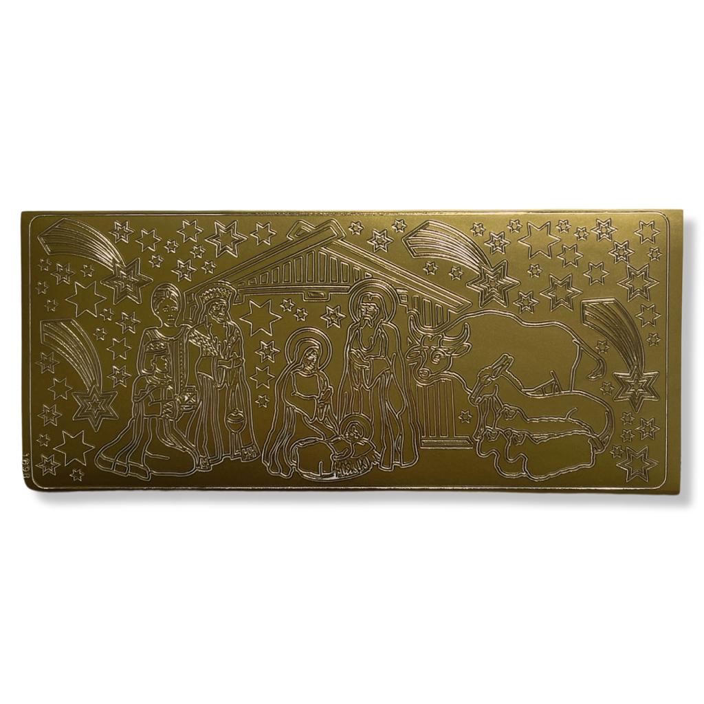Peel-off stickervel Goud Kerststal Peel-off stickervel Goud Kerststal