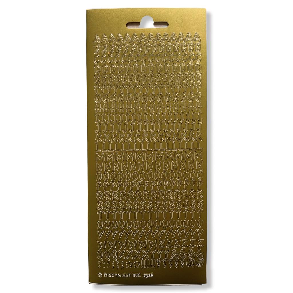 Peel-off stickervel Goud Alfabet Peel-off stickervel Goud Alfabet