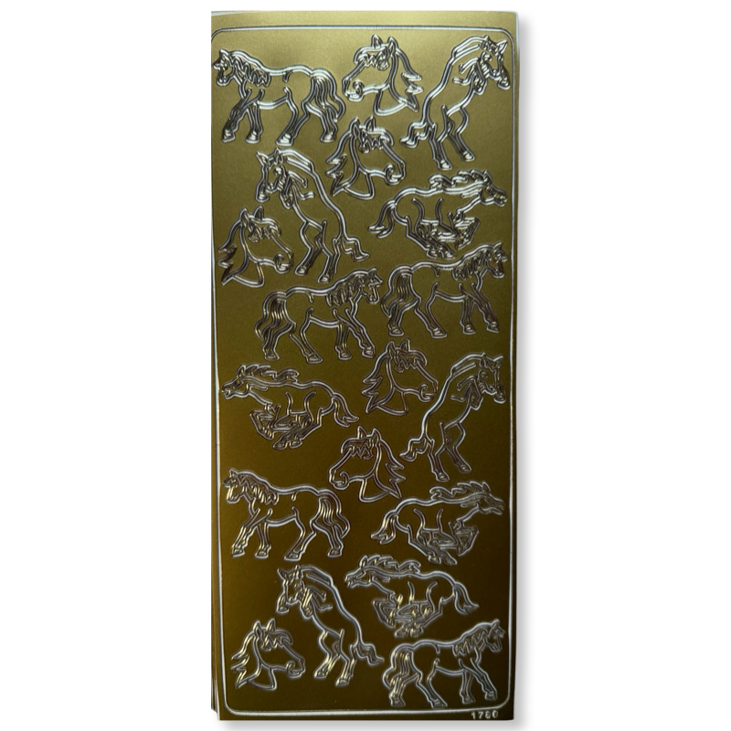 Peel-Off Stickervel Goud Paarden Peel-Off Stickervel Goud Paarden