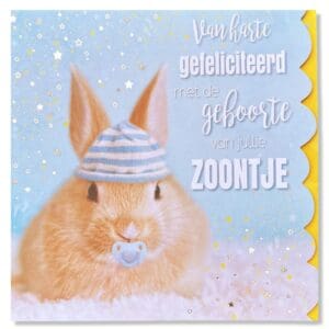 Dierenkaart Van Harte Gefeliciteerd met de Geboorte van jullie Zoontje
