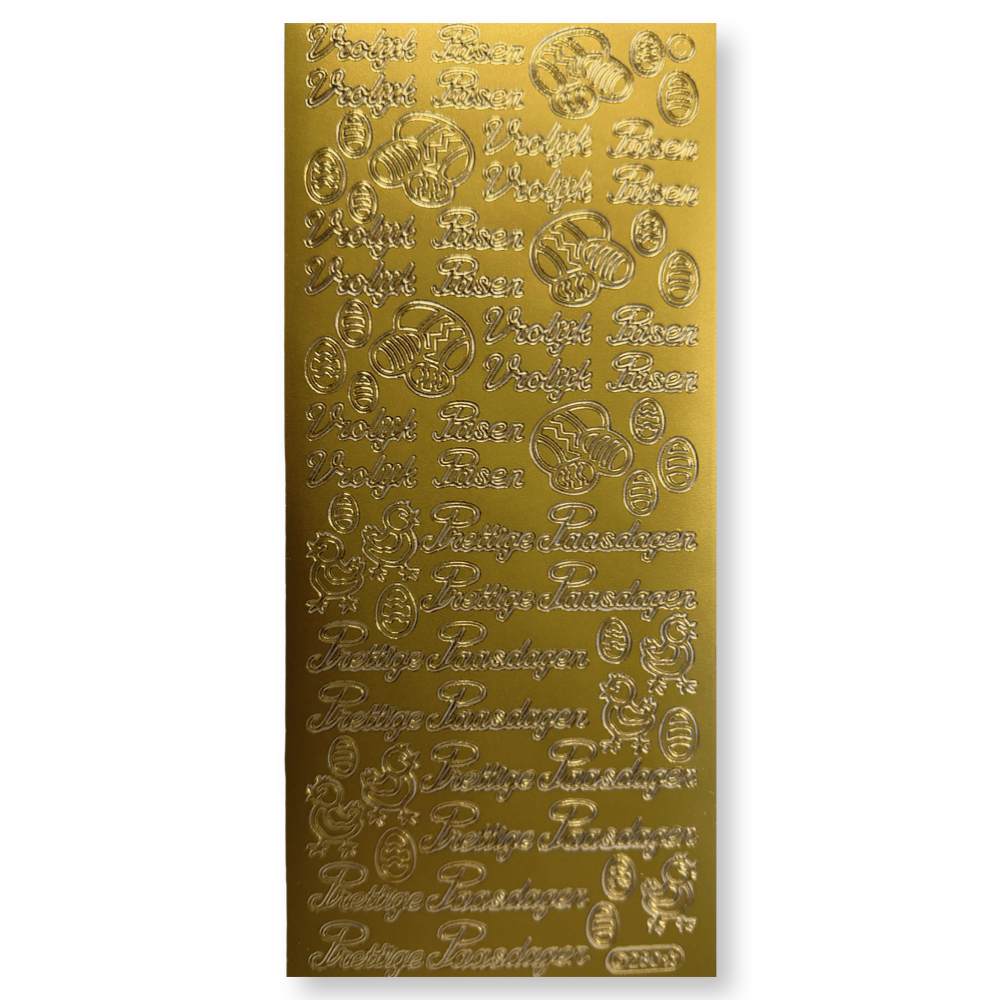 Stickervel Vrolijk Pasen Goud Stickervel Vrolijk Pasen Goud