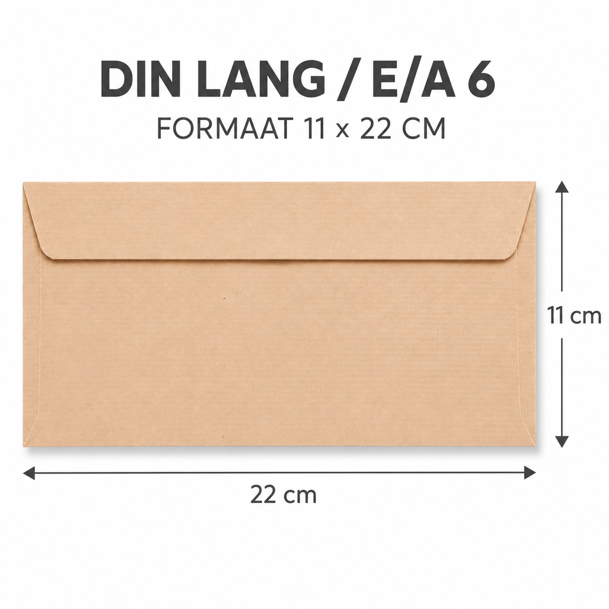 Enveloppen 11x22cm Kraft bruin Enveloppen 11x22cm Kraft bruin