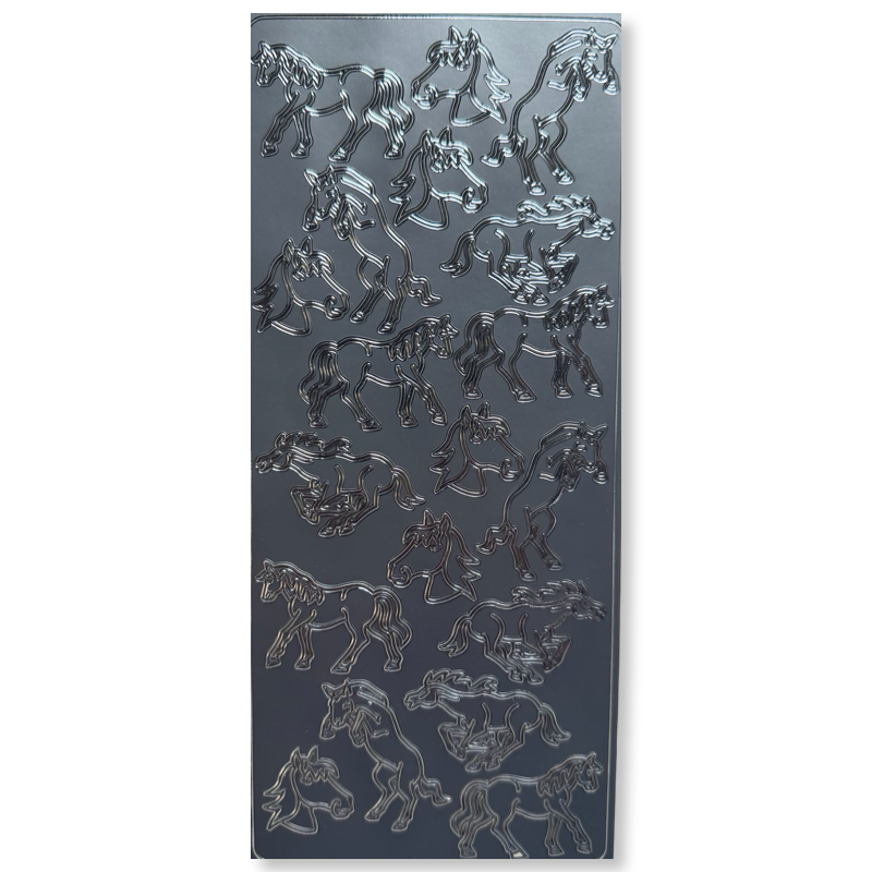 Peel-Off Stickervel Zilver Paarden Peel-Off Stickervel Zilver Paarden