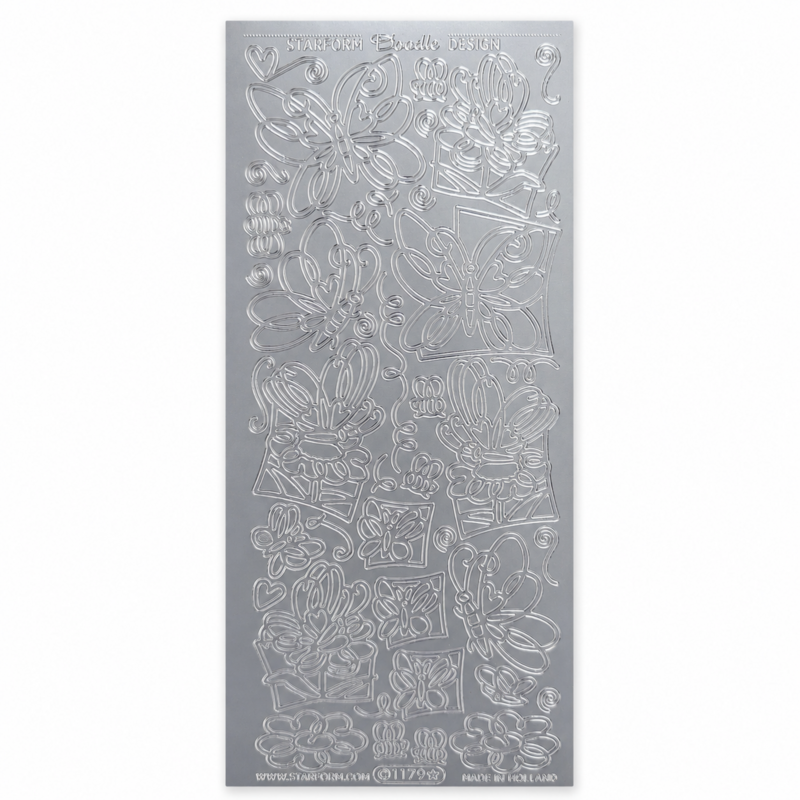 Stickervel Zilver Bloemen en Vlinders Stickervel Zilver Bloemen en Vlinders