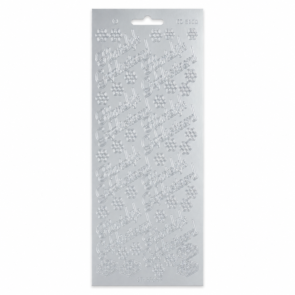 Stickervel Zilver Hartelijk Gefeliciteerd Stickervel Zilver Hartelijk Gefeliciteerd