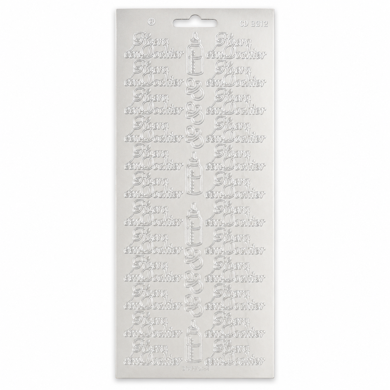 Stickervel Zilver Hoera een Dochter Stickervel Zilver Hoera een Dochter