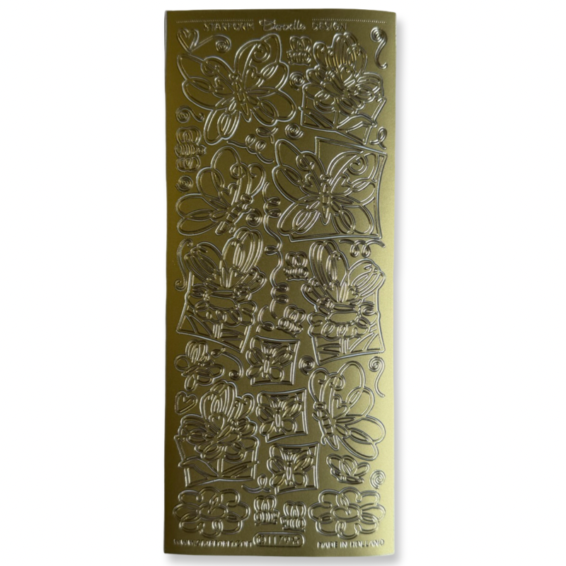 Stickervel Goud Bloemen en Vlinders Stickervel Goud Bloemen en Vlinders
