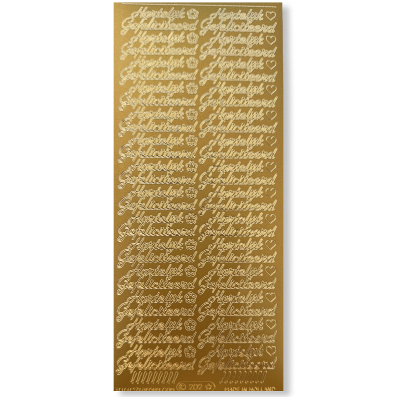 Stickervel Goud Hartelijk Gefeliciteerd Stickervel Goud Hartelijk Gefeliciteerd