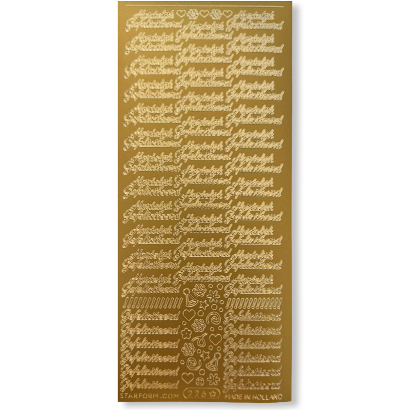 Stickervel Goud Hartelijk Gefeliciteerd Stickervel Goud Hartelijk Gefeliciteerd