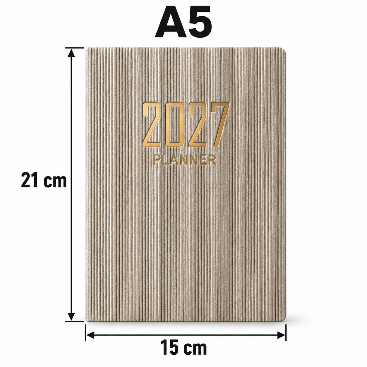 Beige geribbelde weekplanner 2027