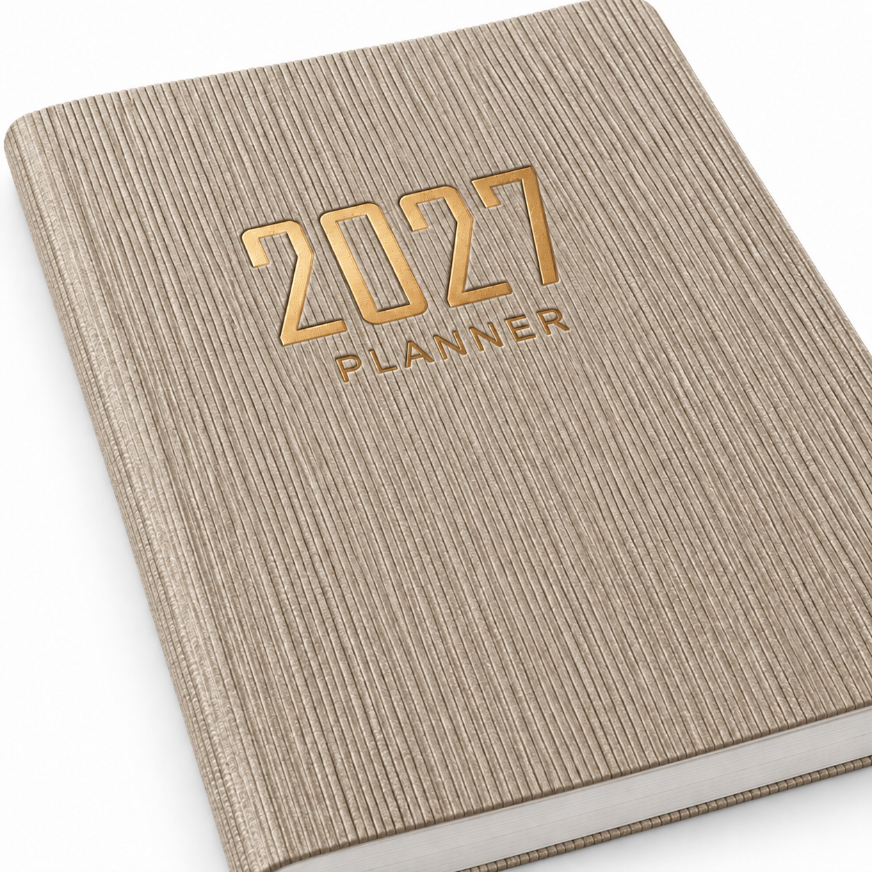 Beige geribde flexibele weekplanner 2027