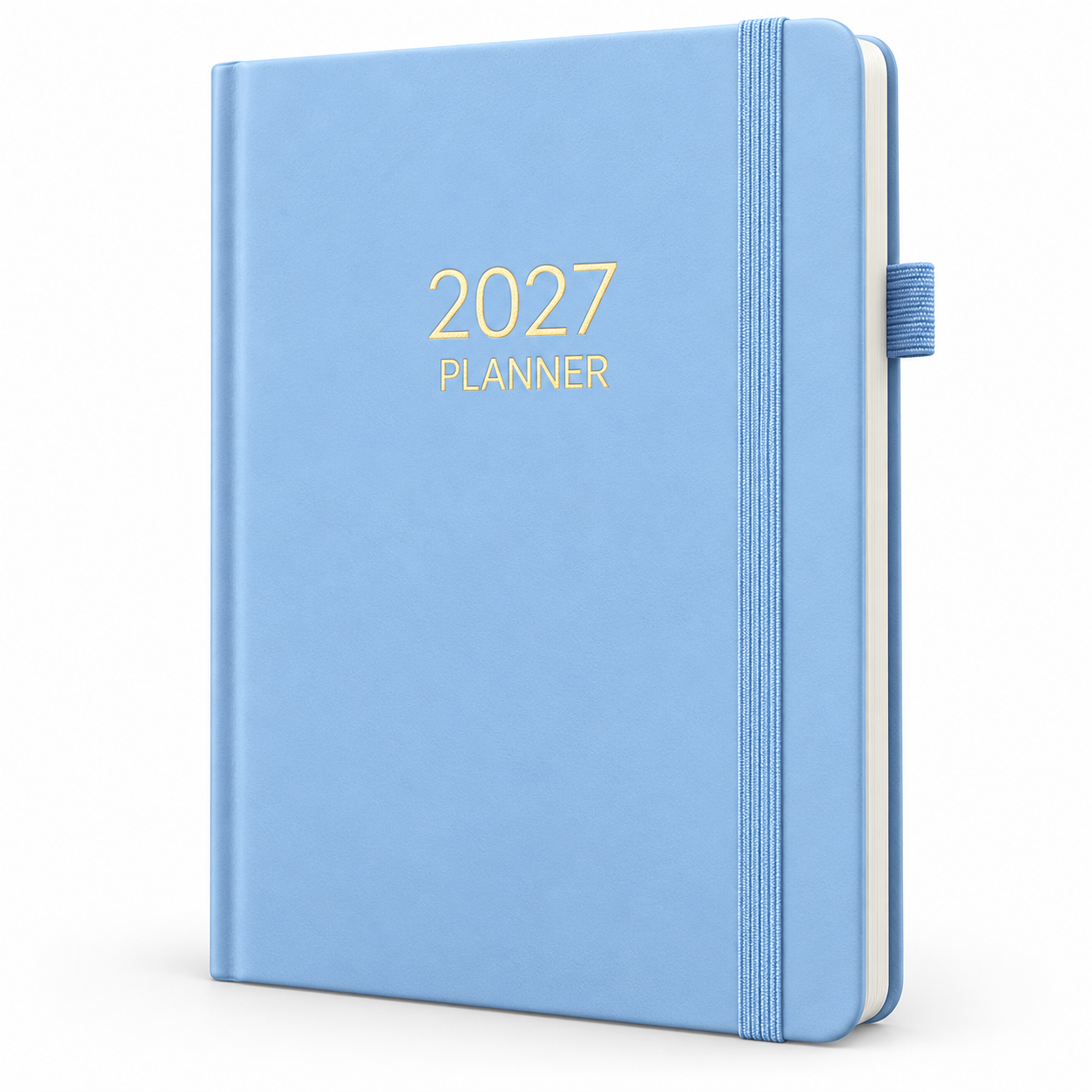 Blauwe 2027-planner met gouden titel