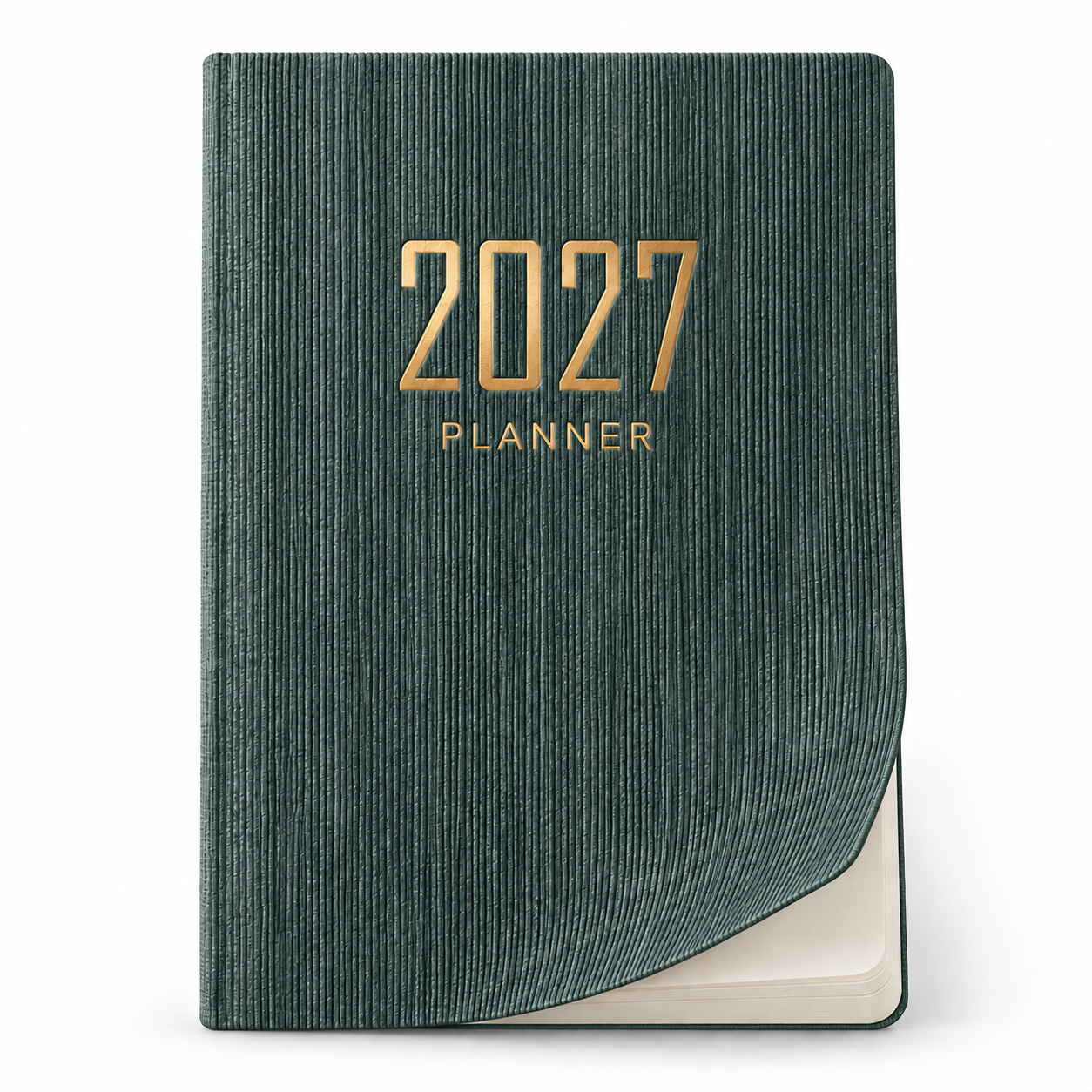 Donkergroene geribbelde plannercover 2027