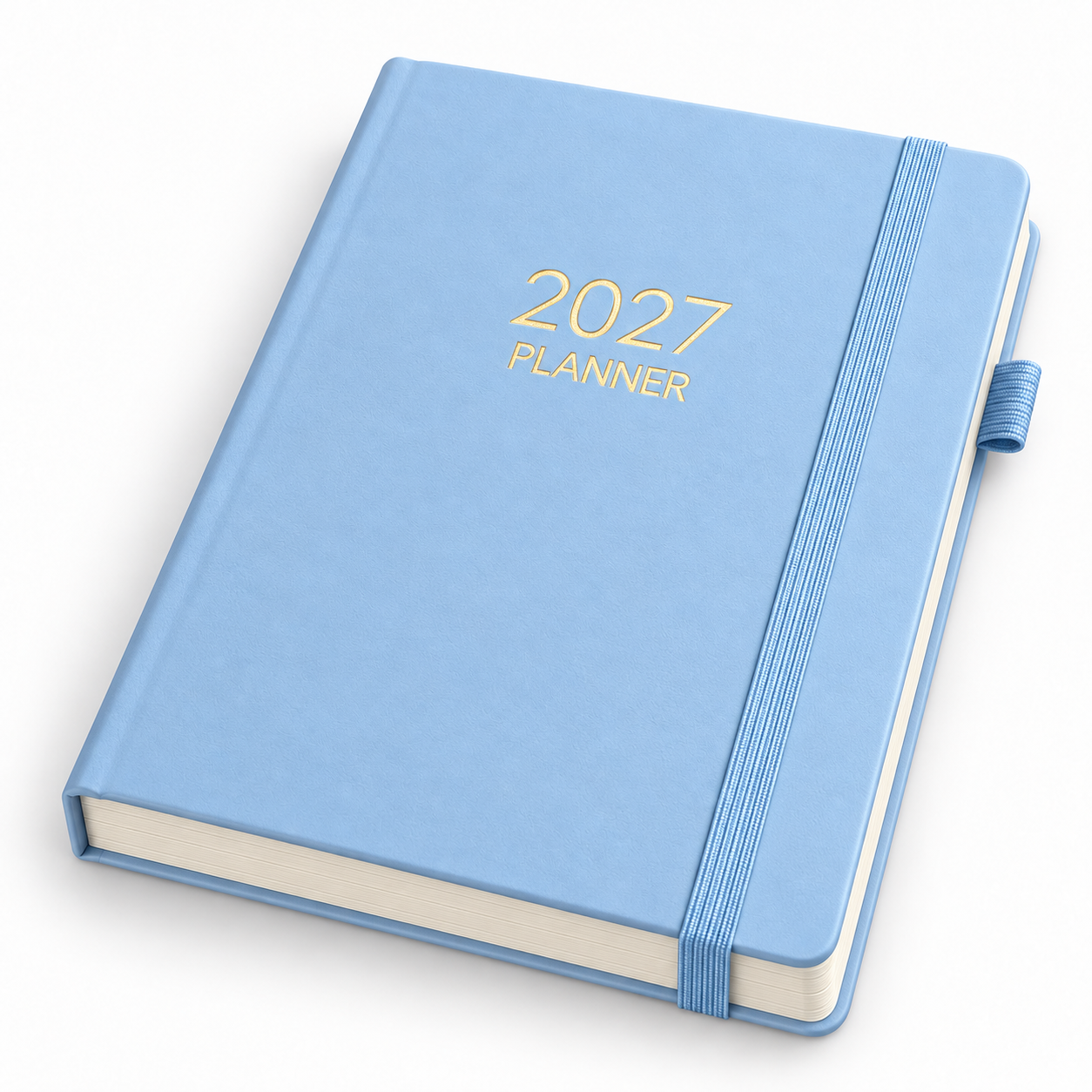 Lichtblauwe A5-2027-planner met stevige hardcover