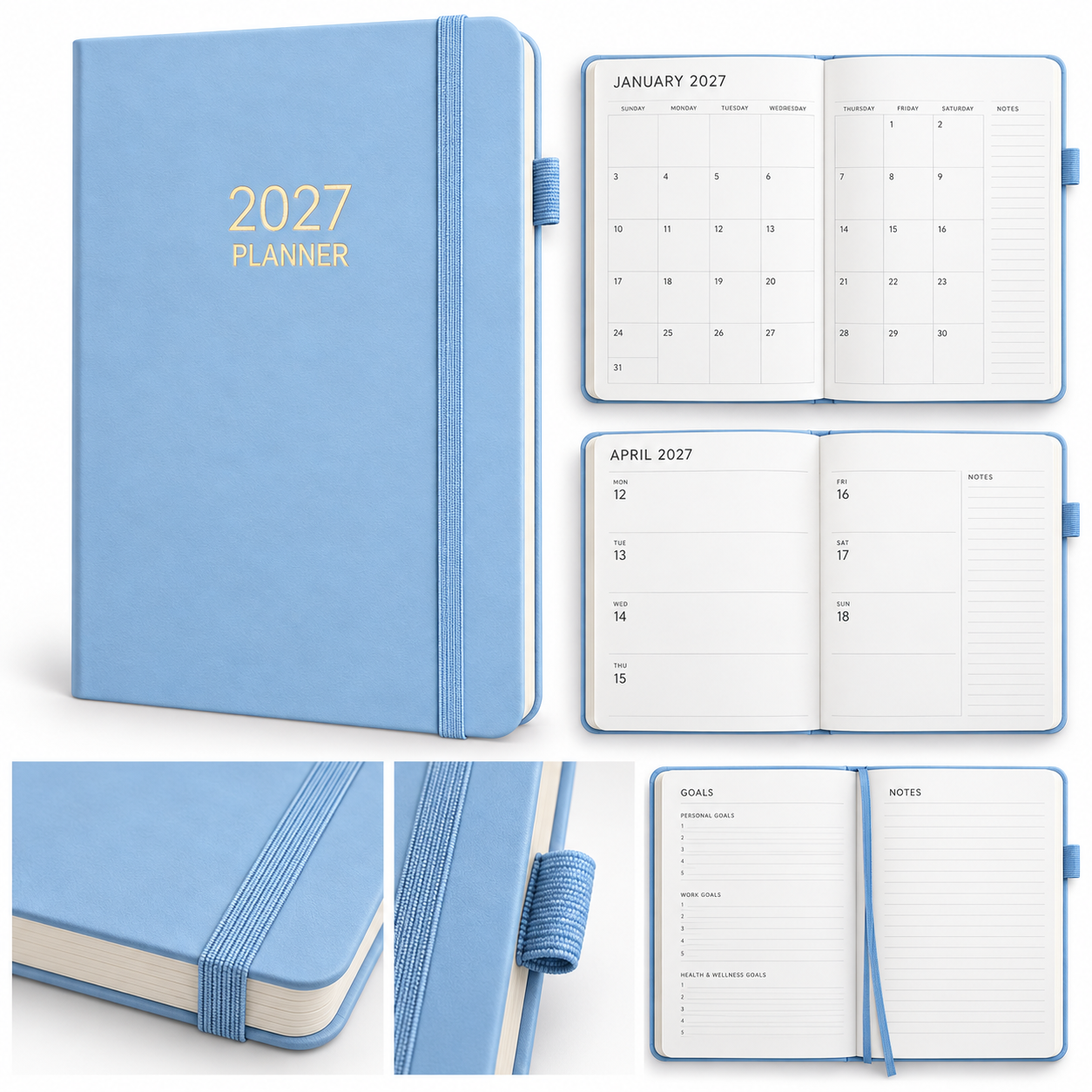 Lichtblauwe A5-planner 2027
