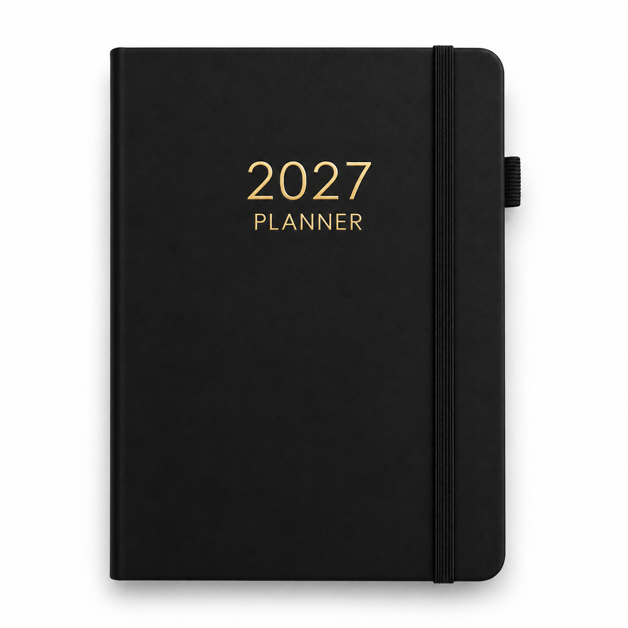 Matte zwarte 2027 A5-planner met goudfolie A5 Dagagenda Zwart 2027