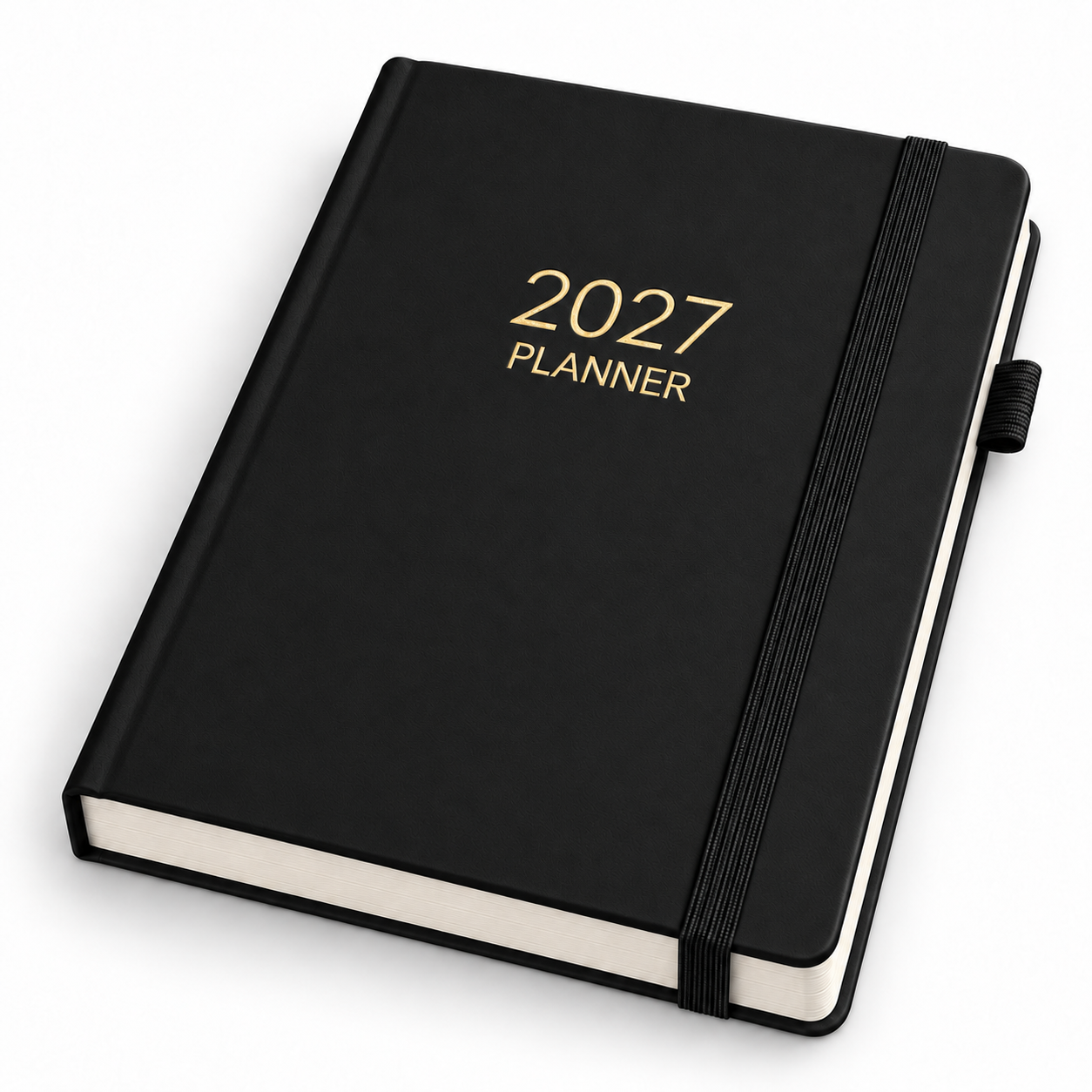 Matte zwarte A5-planner voor 2027