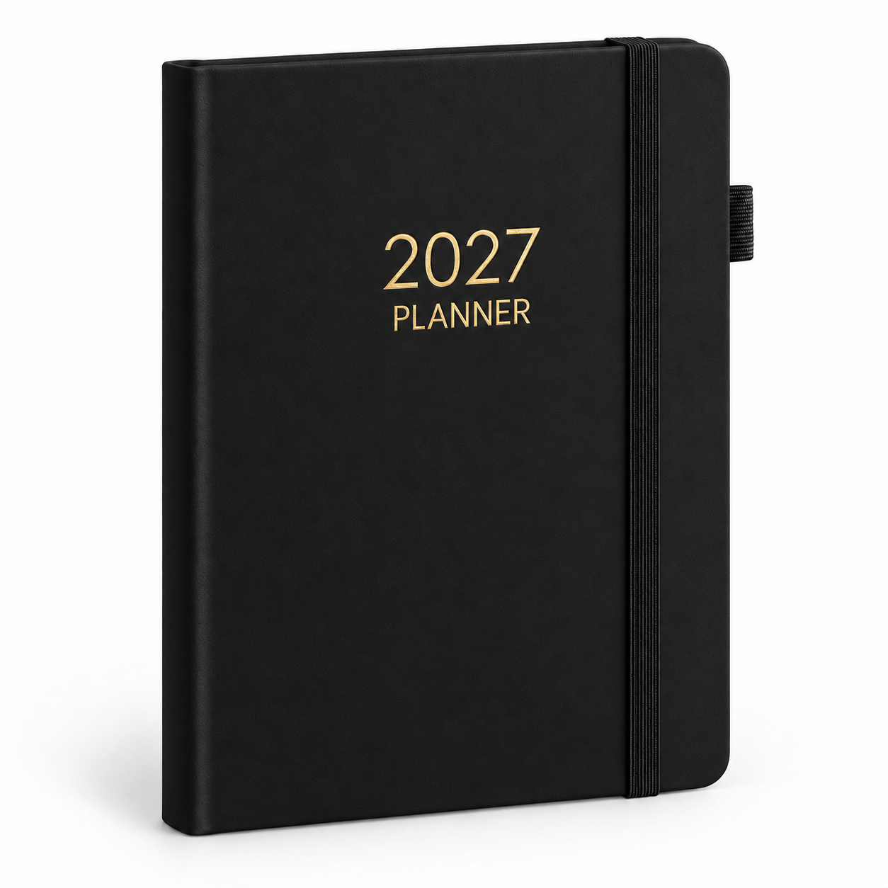 Matzwarte A5 2027-planner met gouden opdruk