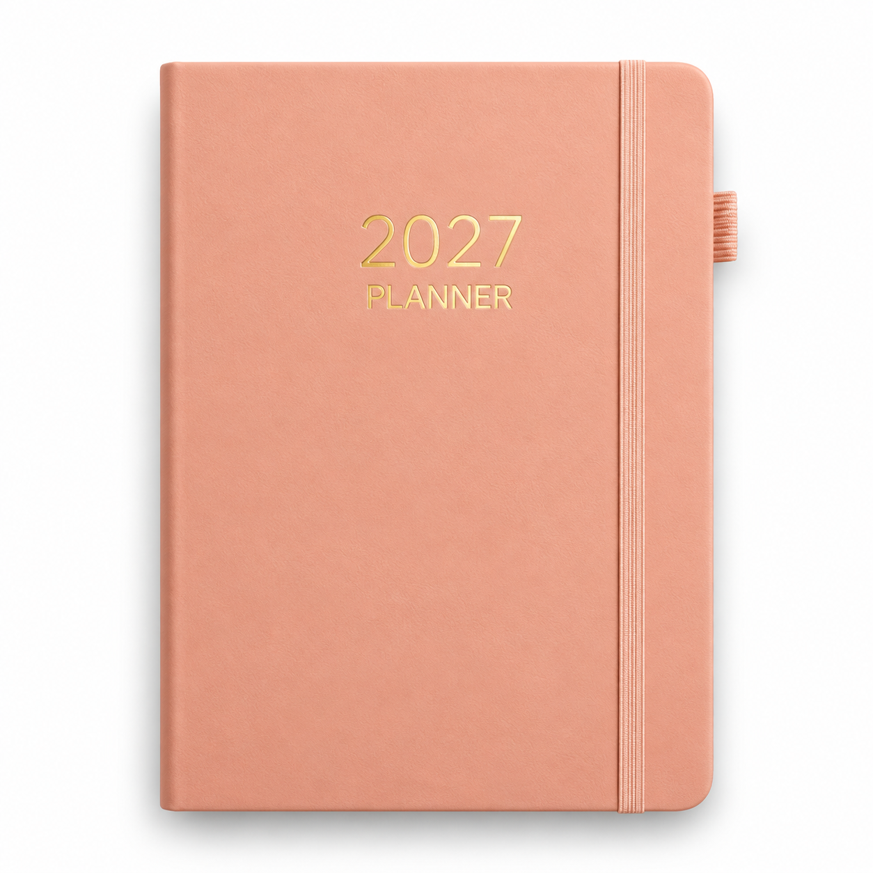 Salmonroze 2027 planner met gouden folie A5 Dagagenda 2027 Zalm Roze