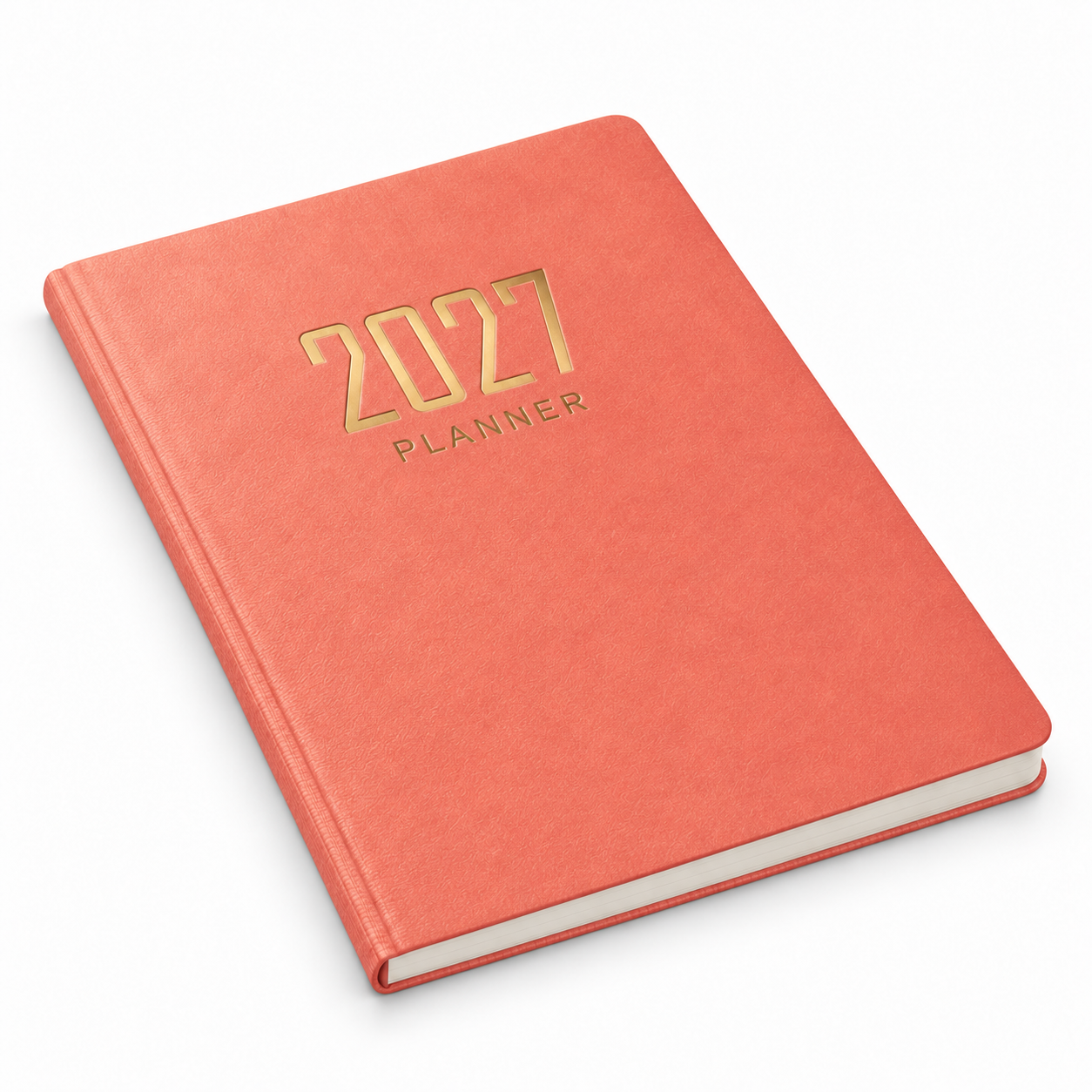Salmonroze 2027-weekplanner in lederlook