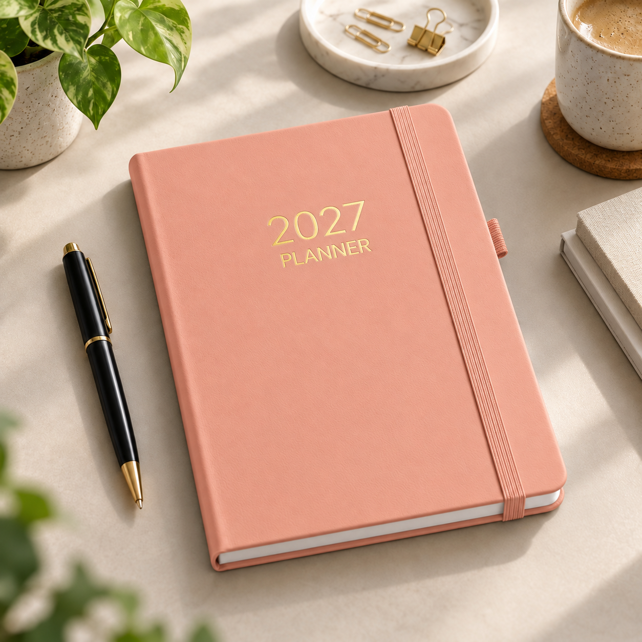 Salomroze A5-planner met gouden 2027-opdruk