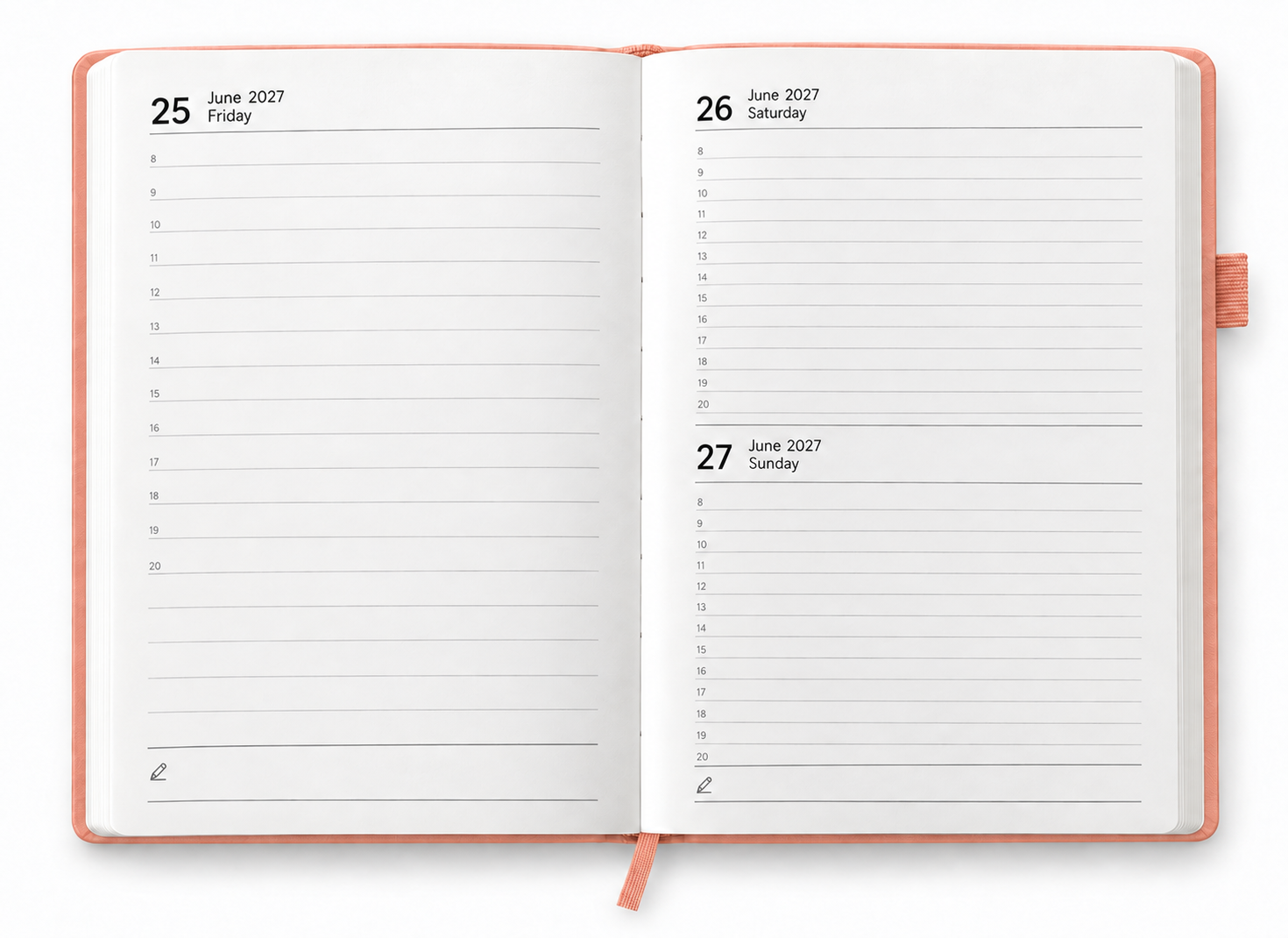 Warm zalmroze A5-planner 2027