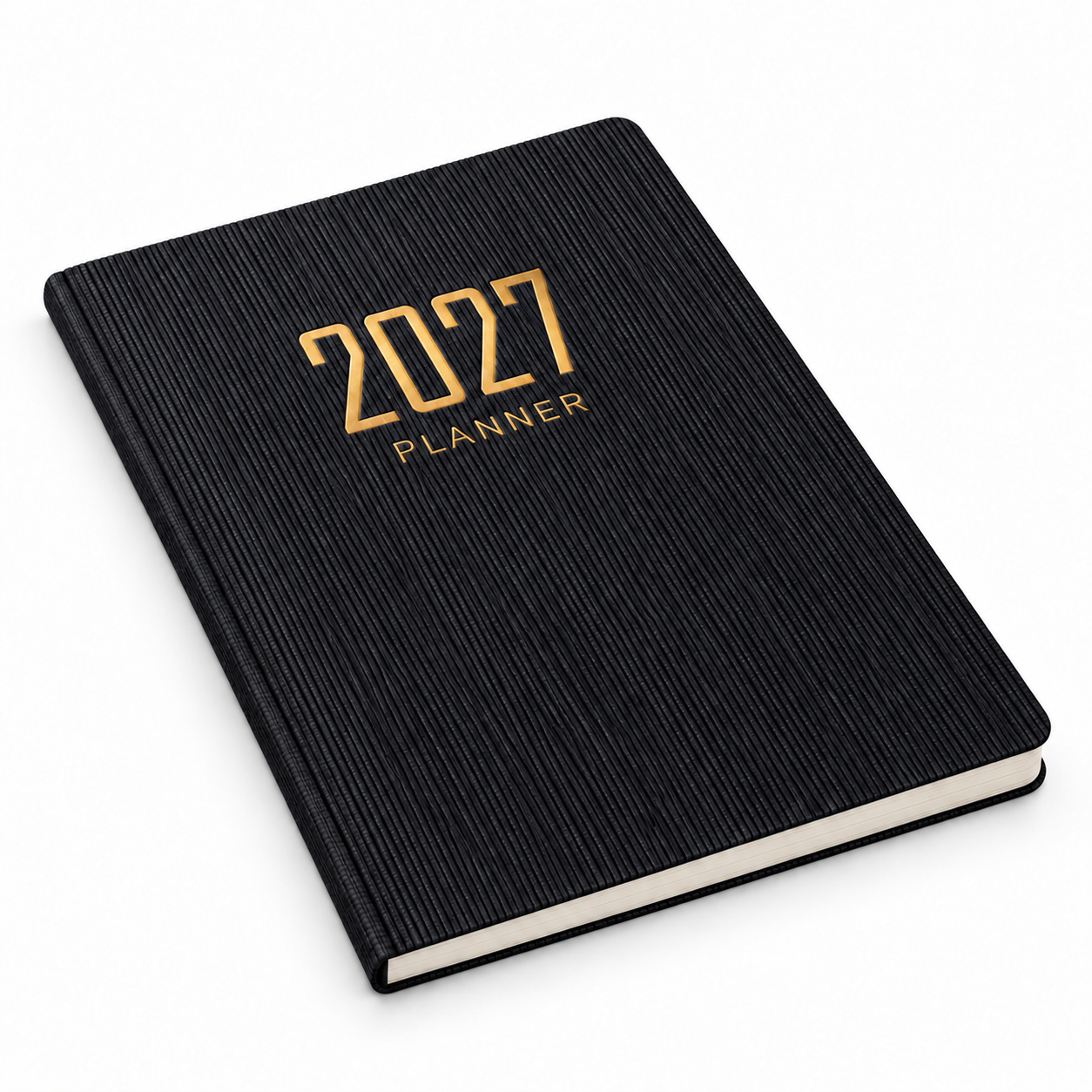Zwarte 2027-planner met weekoverzicht