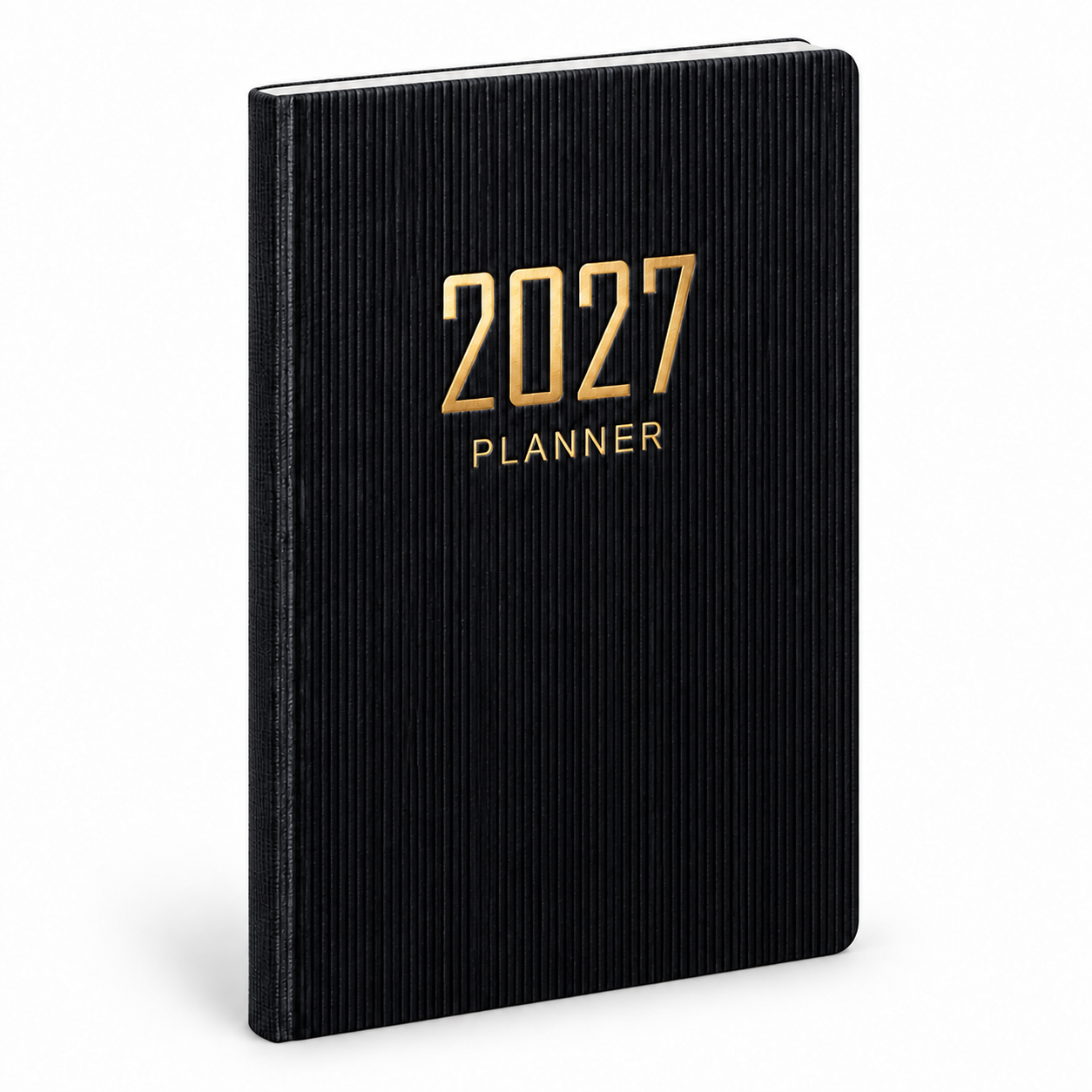Zwarte geribbelde flexibele weekplanner 2027