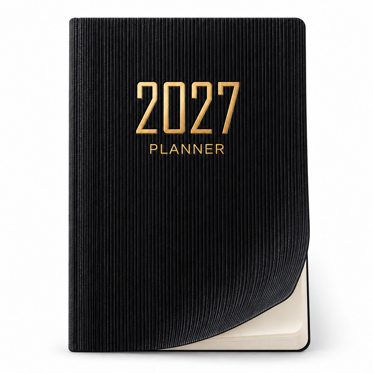 Zwarte geribbelde weekplanner voor 2027